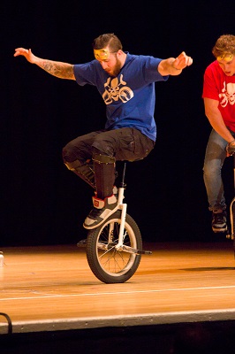Voodoo Unicycles performing in the gala show, photo courtesy of Luke Burrage